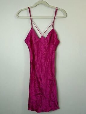 Vintage Victoria Secret Fuchsia Slip Dress with Spaghetti Straps